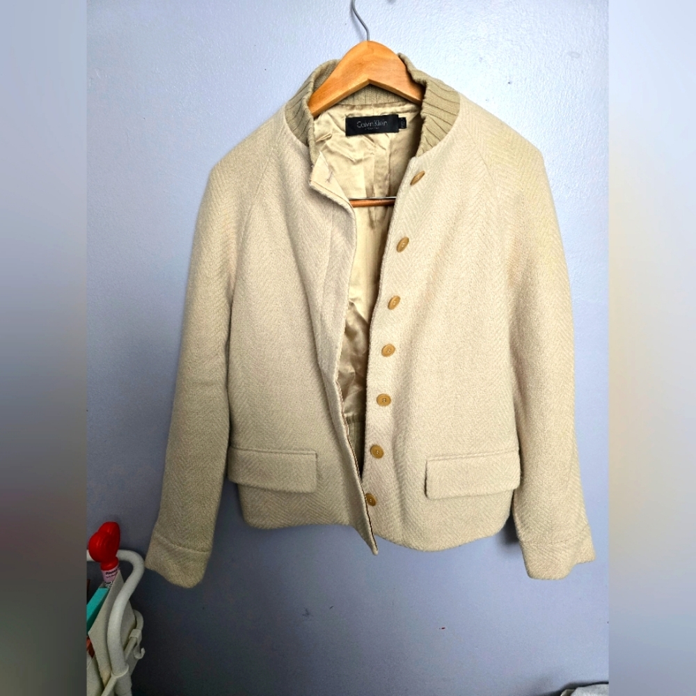Calvin Klein Collection Cream Button-Up Jacket